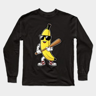 Banana playing baseball fruit lover baseball playser Long Sleeve T-Shirt